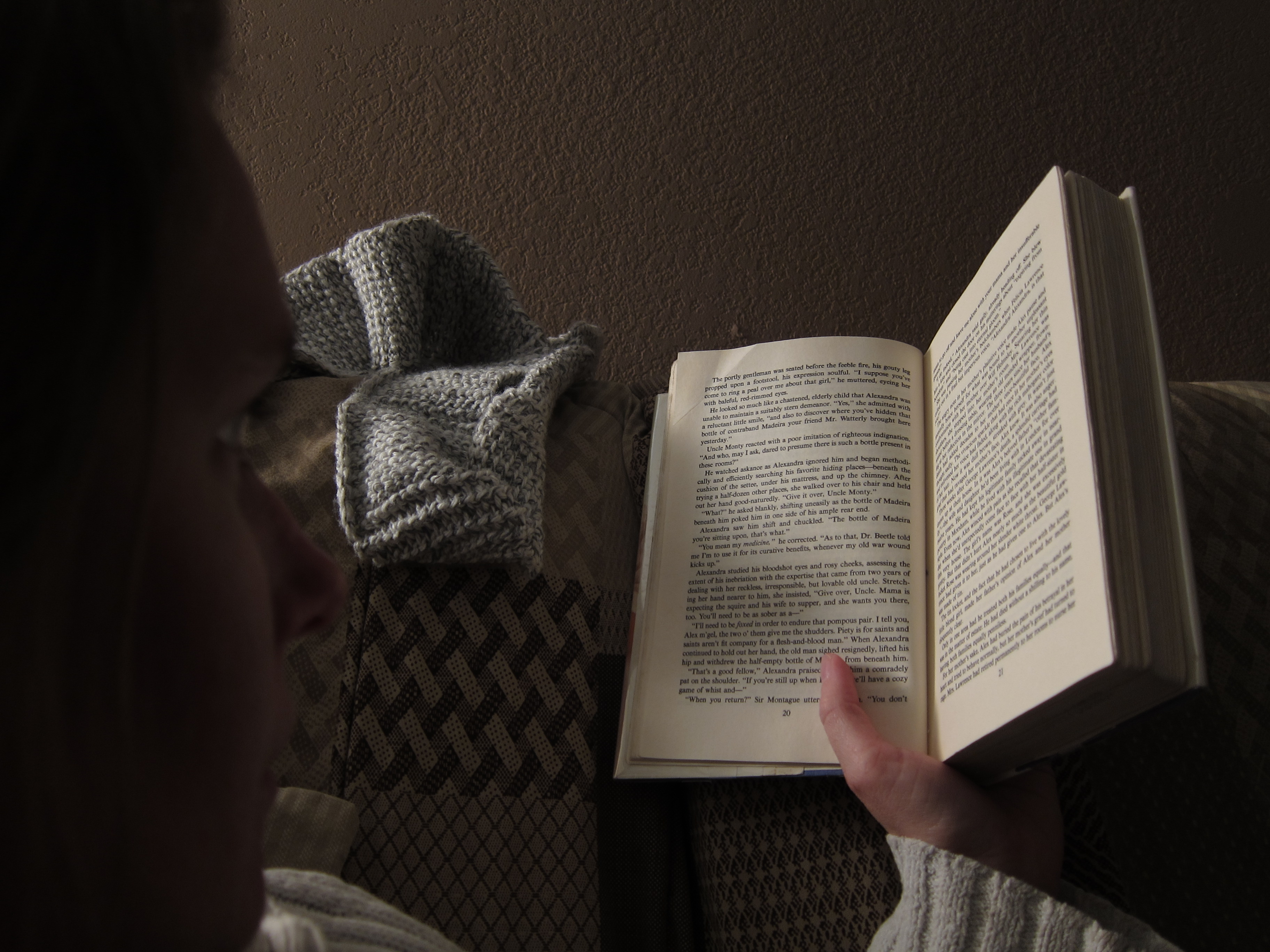 Low light, F2.0 in Av - the book came out very crisp, and a lot brighter than expected