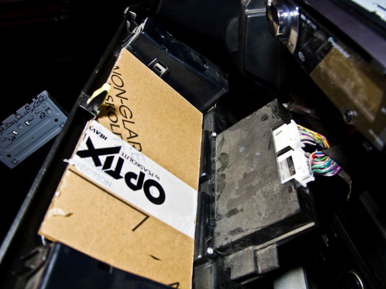 Plexiglass cut to fit behind dash panel.