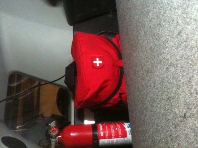 This is where it is stored in the FJ.  No mistaking where the First Aid kit is...