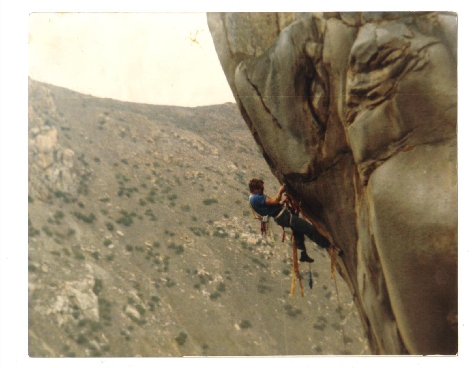 Direct aid climbing back in the day, San Diego, CA.