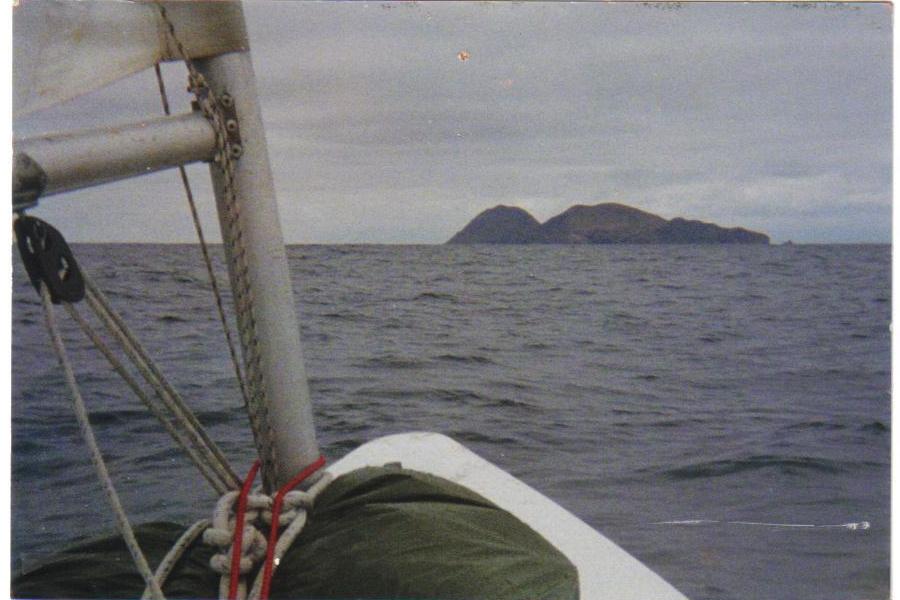 First island voyage aboard the 14' Laser, little more than a glorified surfboard with a rig... Islas Los Coronados, Baja California, Mexico.