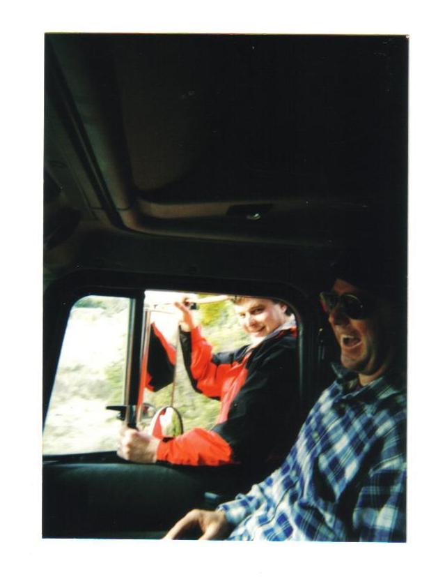 &quot;T-Bone&quot; (seated) and &quot;Joey&quot; truck surfing while bombing down McCain Valley Road in the bad boy Eagle.