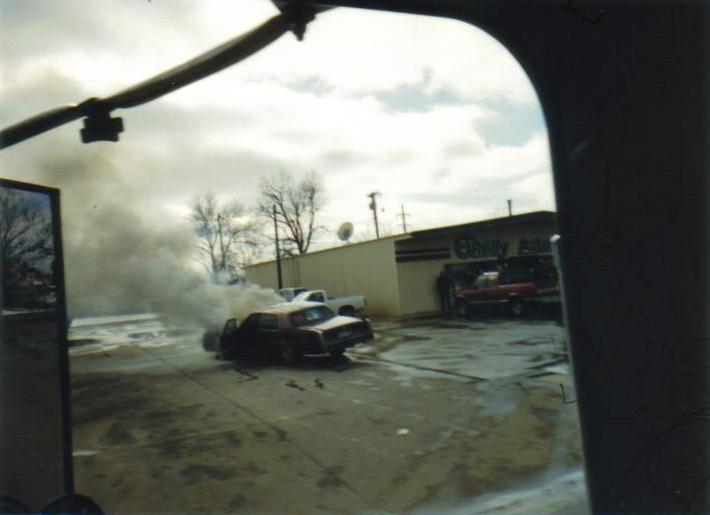 Pimpwagon on fire... a former off-road vehicle of mine, seen after tackling Carveacre Road at high speed.