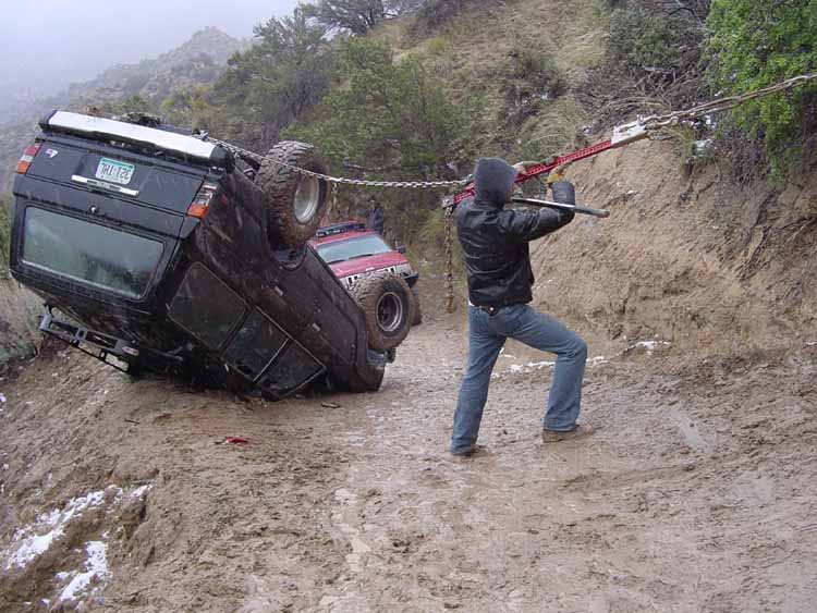 To keep it from sliding off when pulled down hill