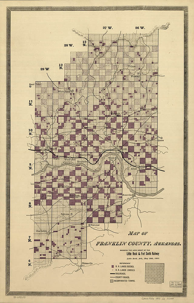 Example of the number or sections granted to the railroads in just one county in Arkansas