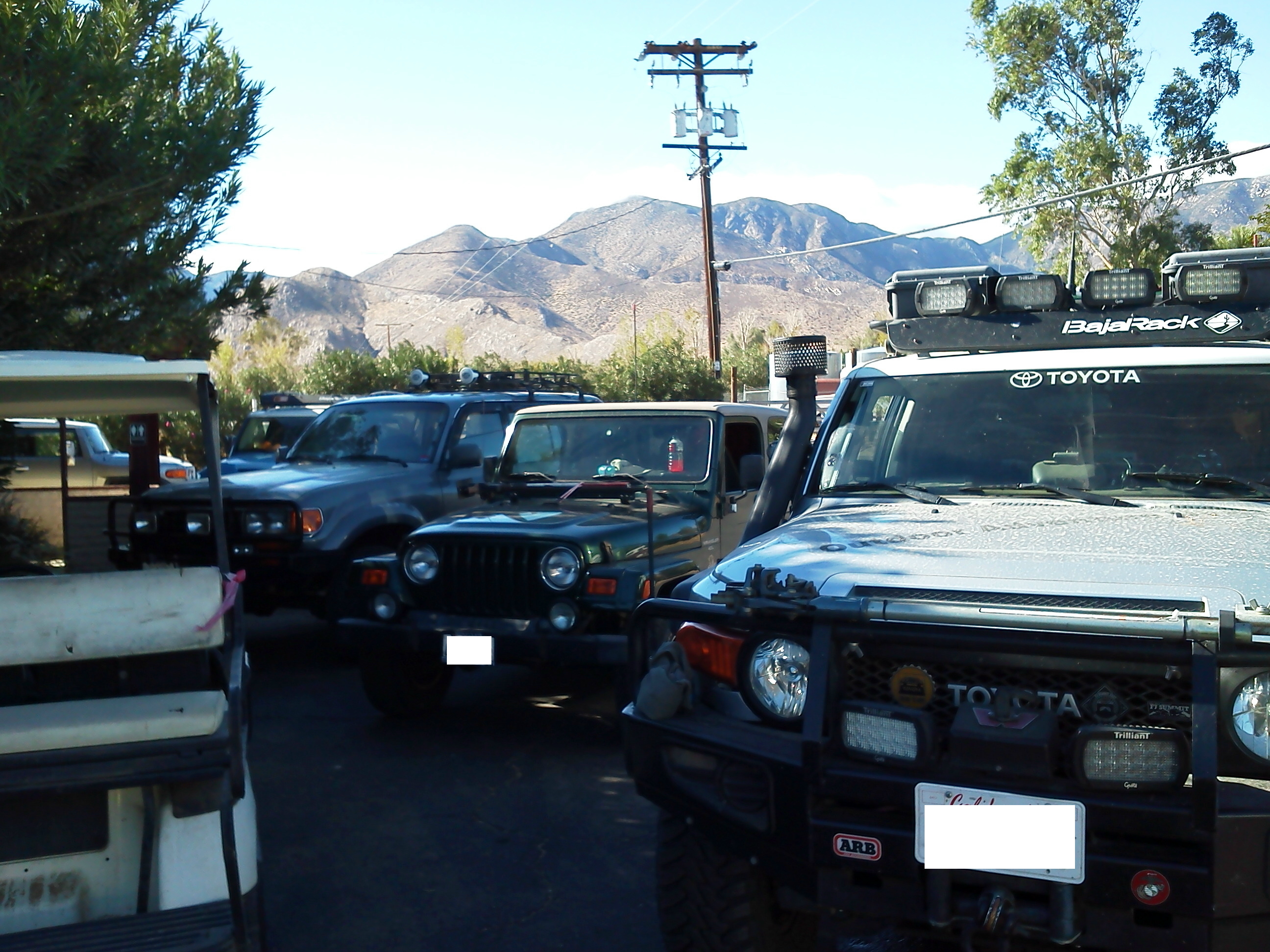 Some of the group's vehicles at the raffle