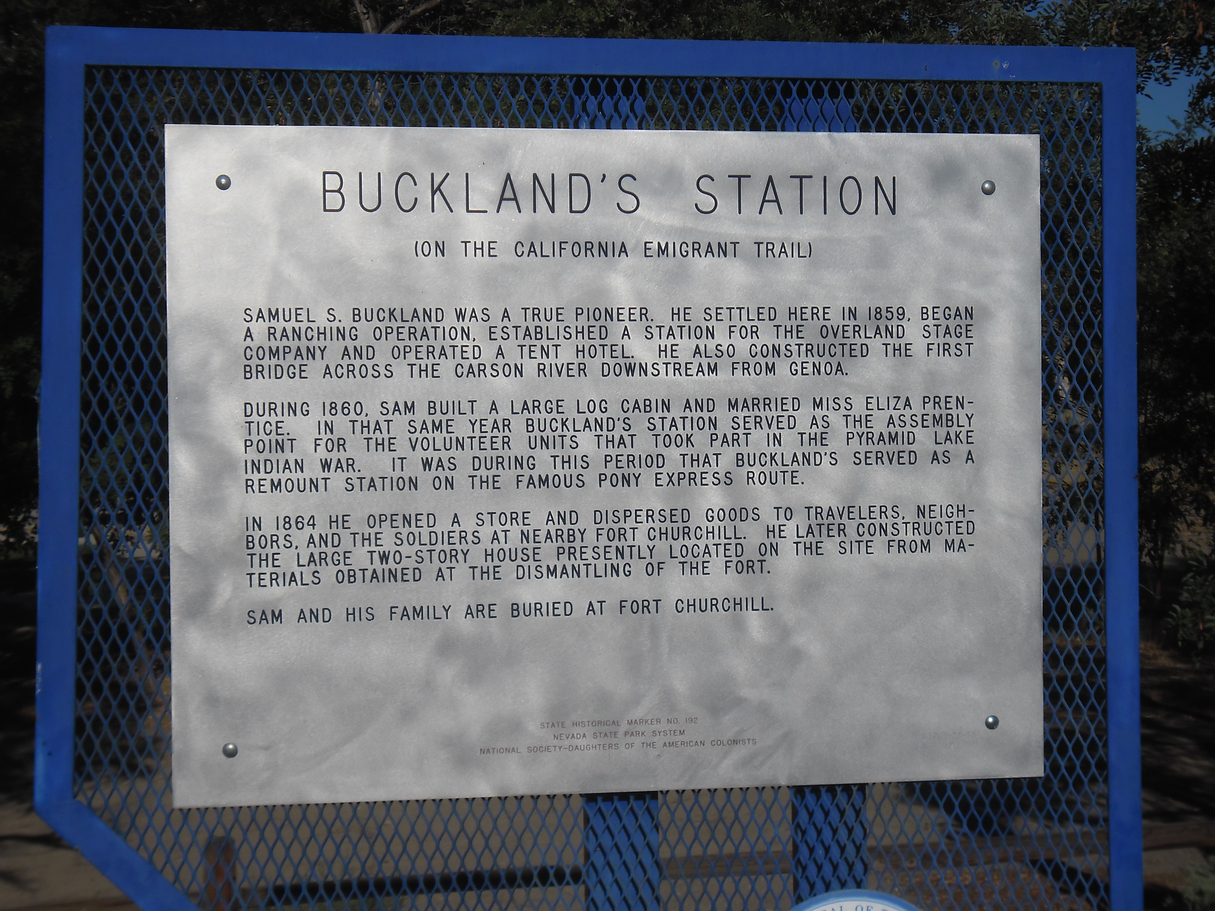 Bucklands at Weeks NV - off road from here