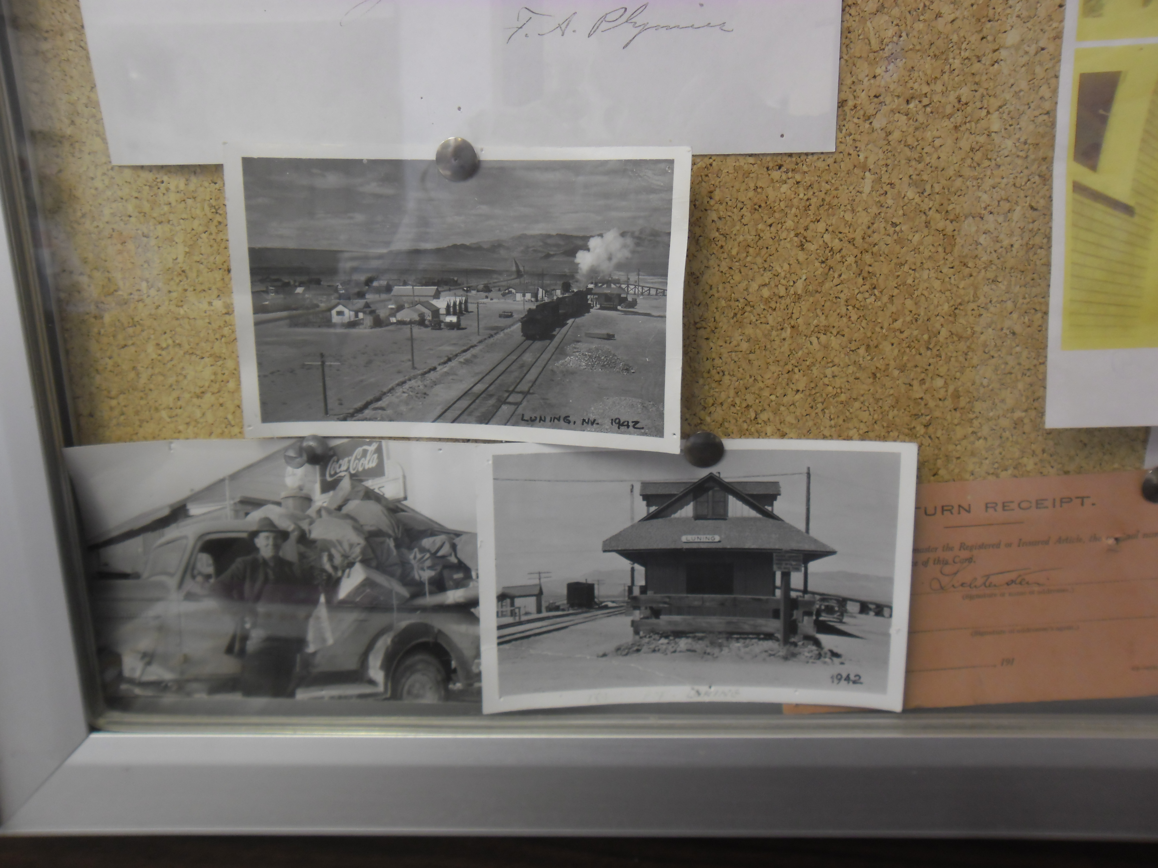 Luning - picture of pictures at Post Office - shows station