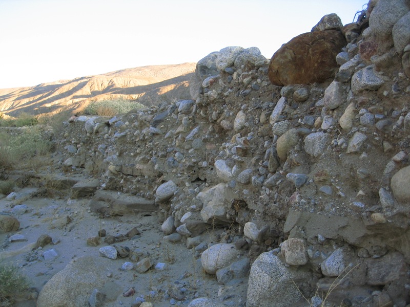 Interesting sedimentary river wall