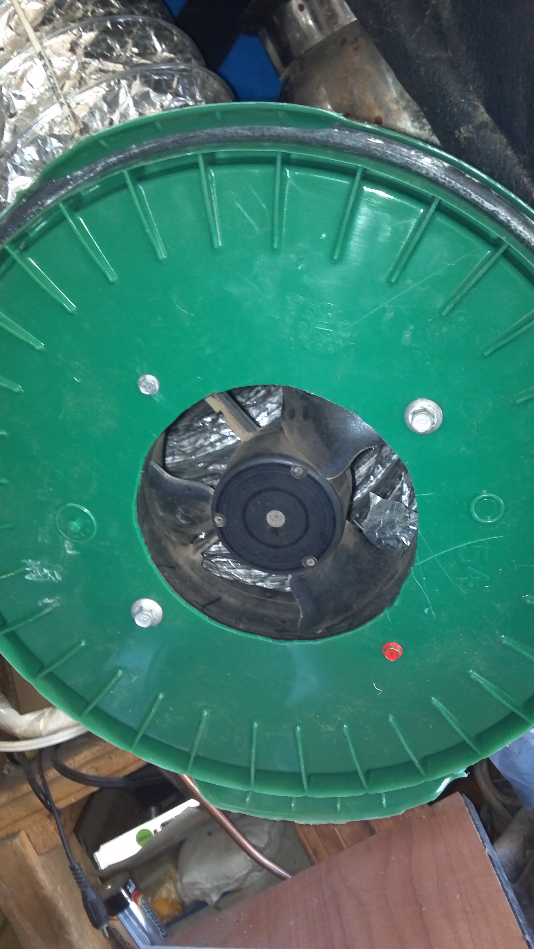 this is a shot of 2 completed units as you see i cut 8  2&quot;by 1 1/2 &quot; holes at top of the bucket<br /><br />have square holes around the top bucket