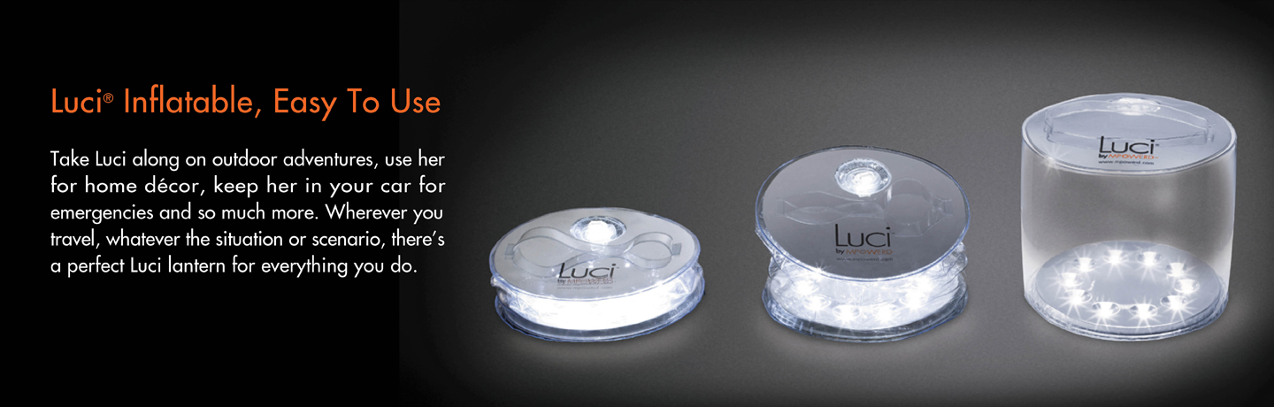 Luci lantern.  Simple design, three settings; Bright, less bright and strobe.