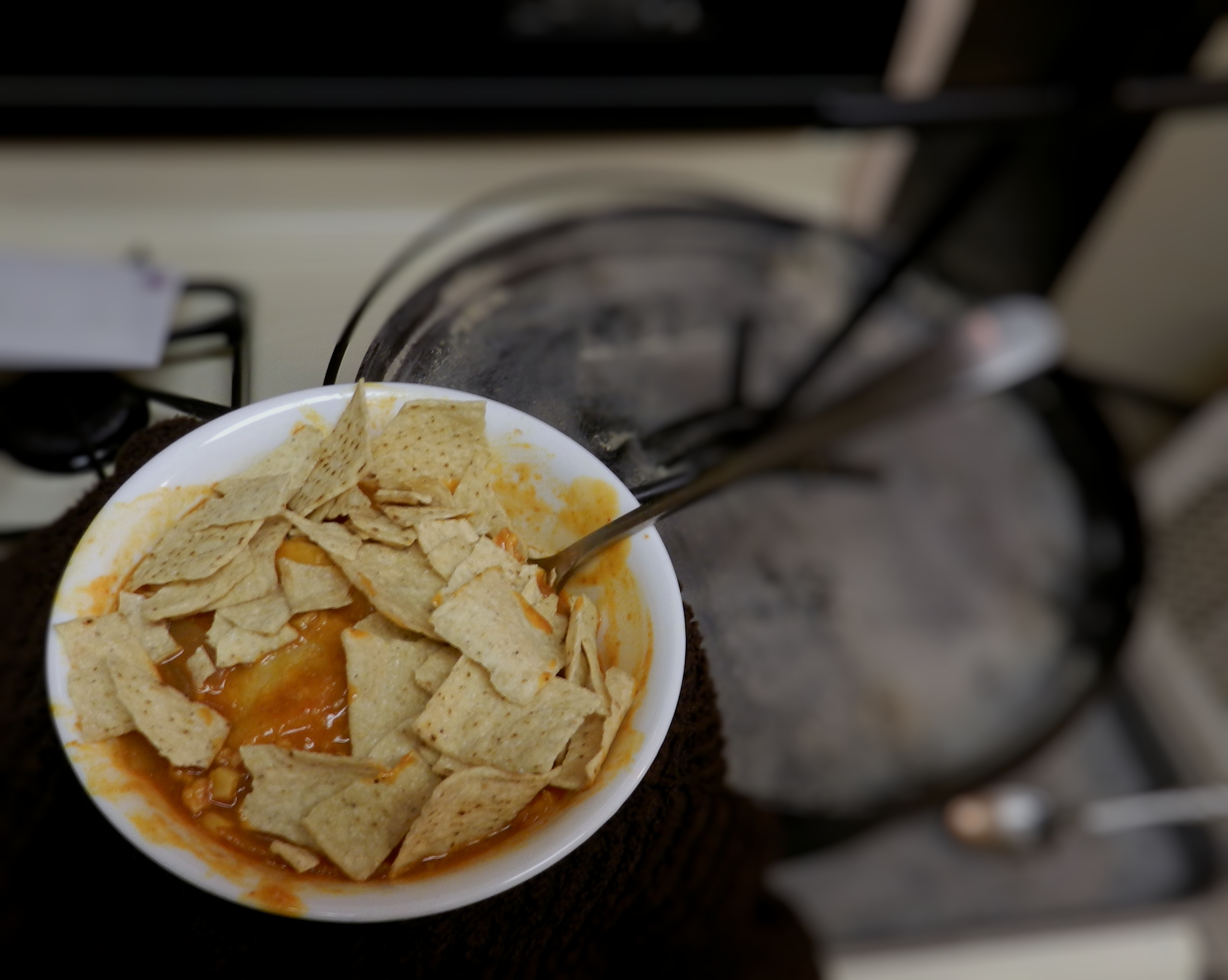 The chips were an added touch to the already tasty meal.