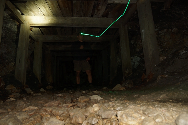 Working the mine photo.  Use of headlamp, flash, flashlight and a long exposure.