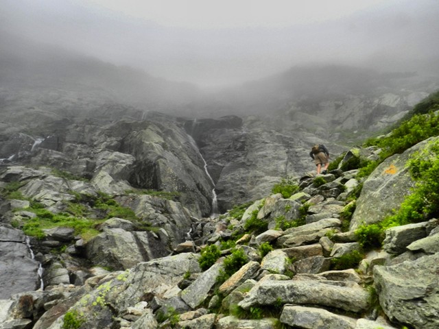 Walking through the clouds to the highest peak east of the Mississippi at 6,288 feet (not so high by our standards out West).
