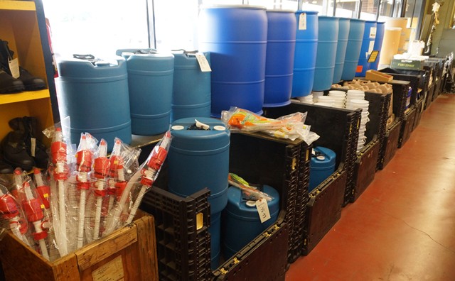 Barrels for water, fuel cans and most of that kind of container.