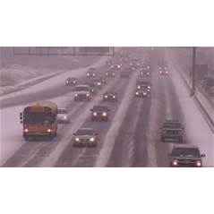 notice how the bus in just slightly out of the bare lane into the rough snow area helps in slowing and stopping