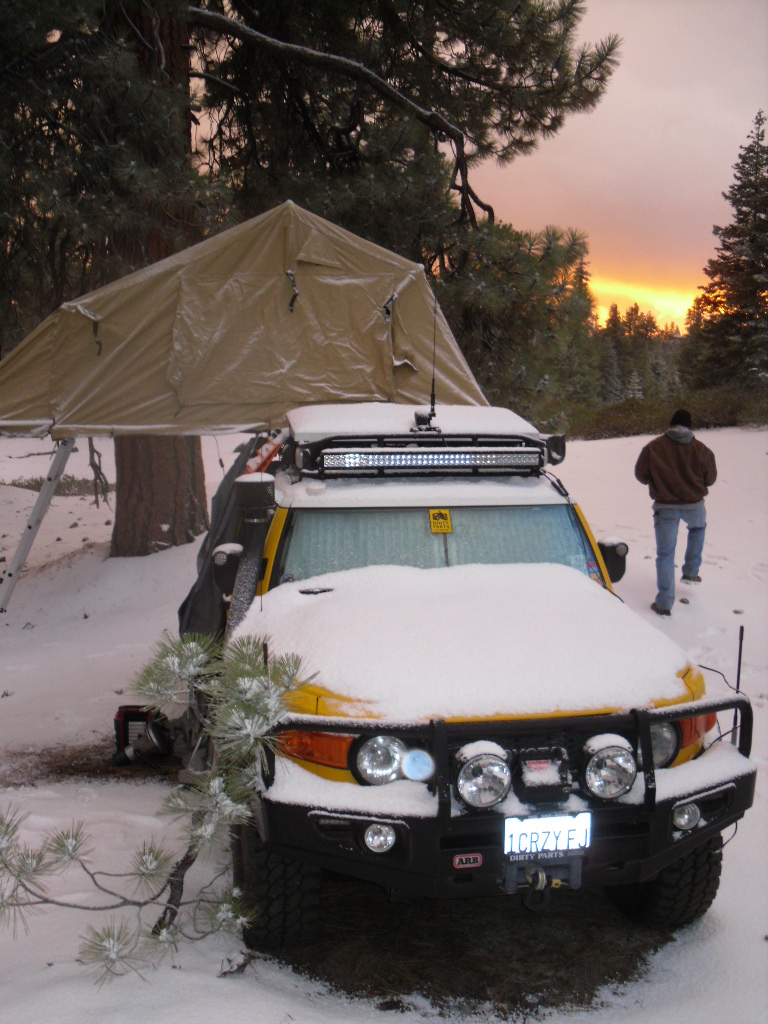 The &quot;FJ Hilton&quot; enduring a snowstorm in the High Sierras