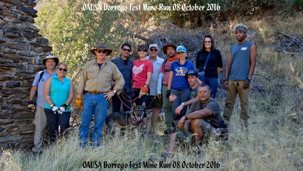 The OAUSA Julian/Banner Mining District run group photo taken by K6DTK.
