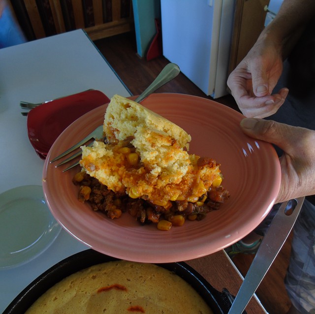 Tasty and a full meal in a pot which is the beauty of Dutch oven cooking!
