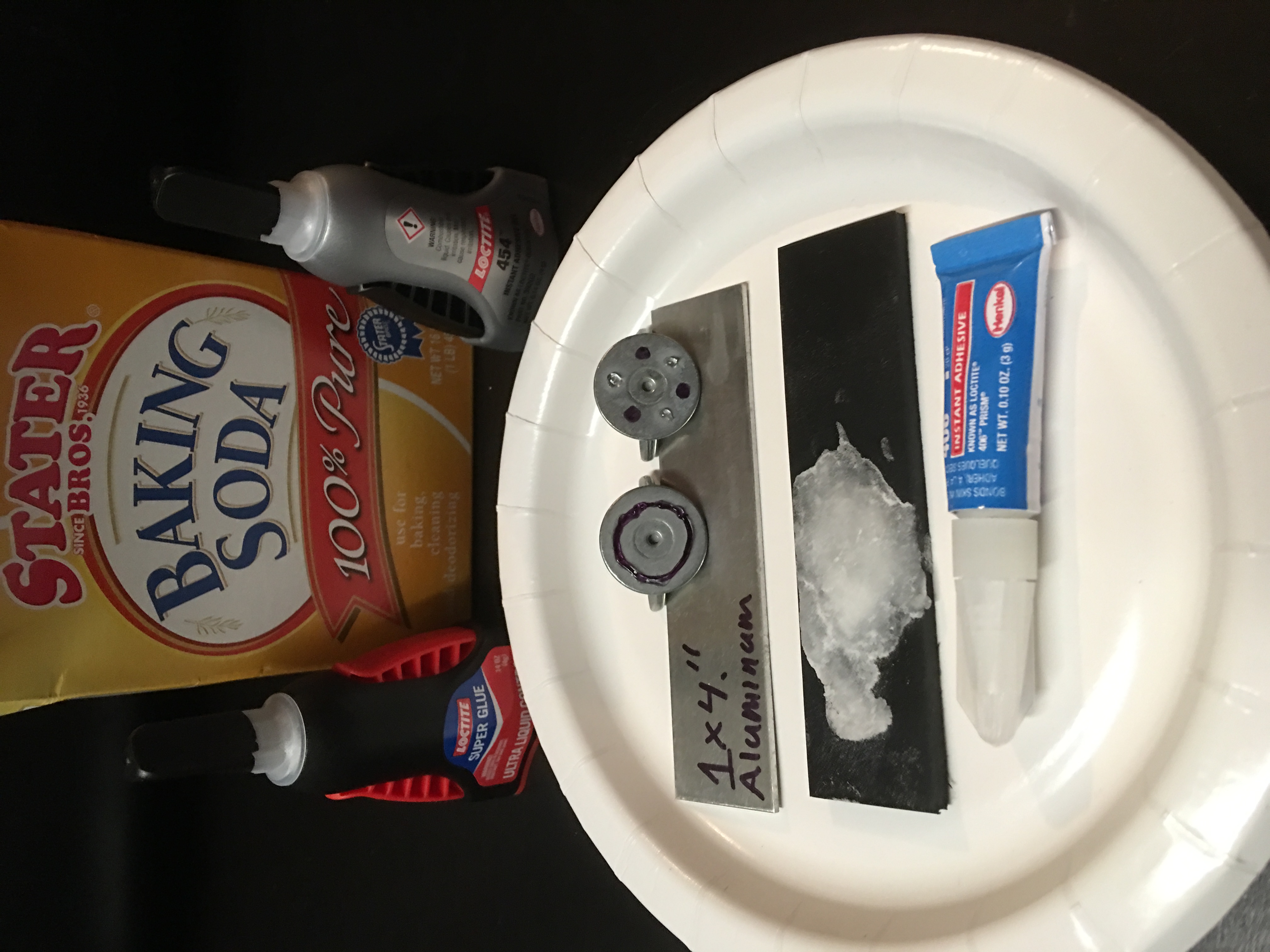 Apply adhesive to one surface. Do not over apply. Small dots or a thin bead is more than enough with Cyanoacrylates. <br /><br />Baking soda or powdered metal will fill gaps and increase strength. Should only be done with a water thin glue.