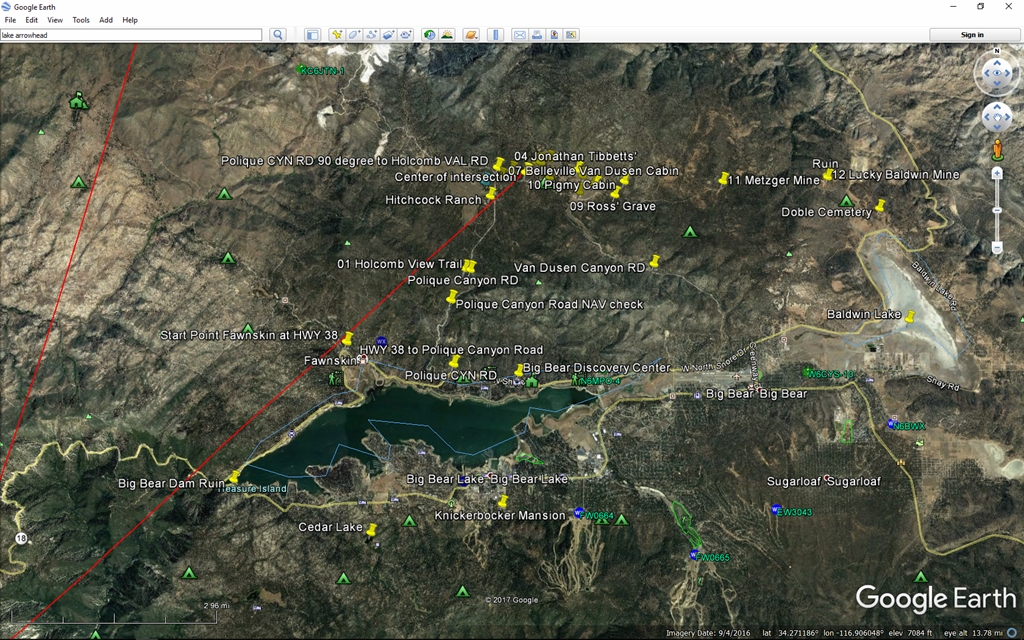 An example of plotting for a trip using Goggle Earth.