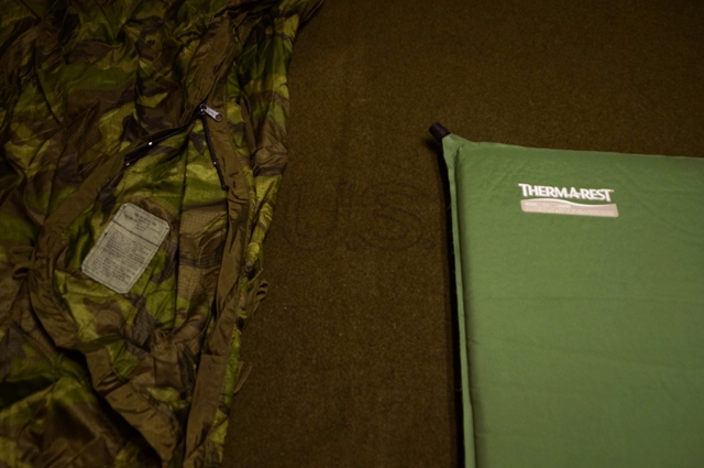 Unique to this photo:  1) USGI poncho liner w/zipper modification, 2) USGI wool Blanket &amp; 3) Thermarest 3/4 length sleeping pad.