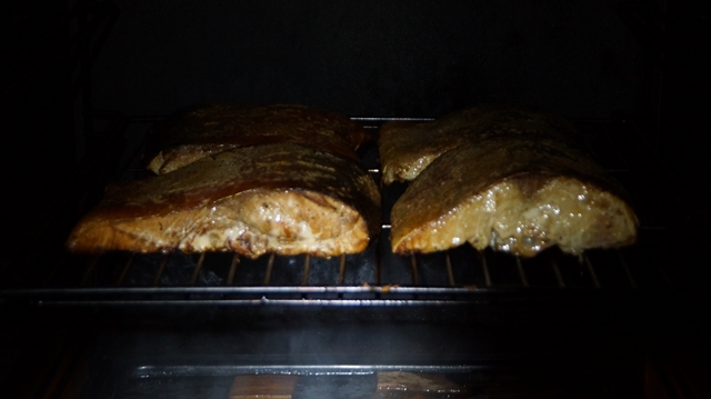 A closer look at the salmon and the yellowtail.