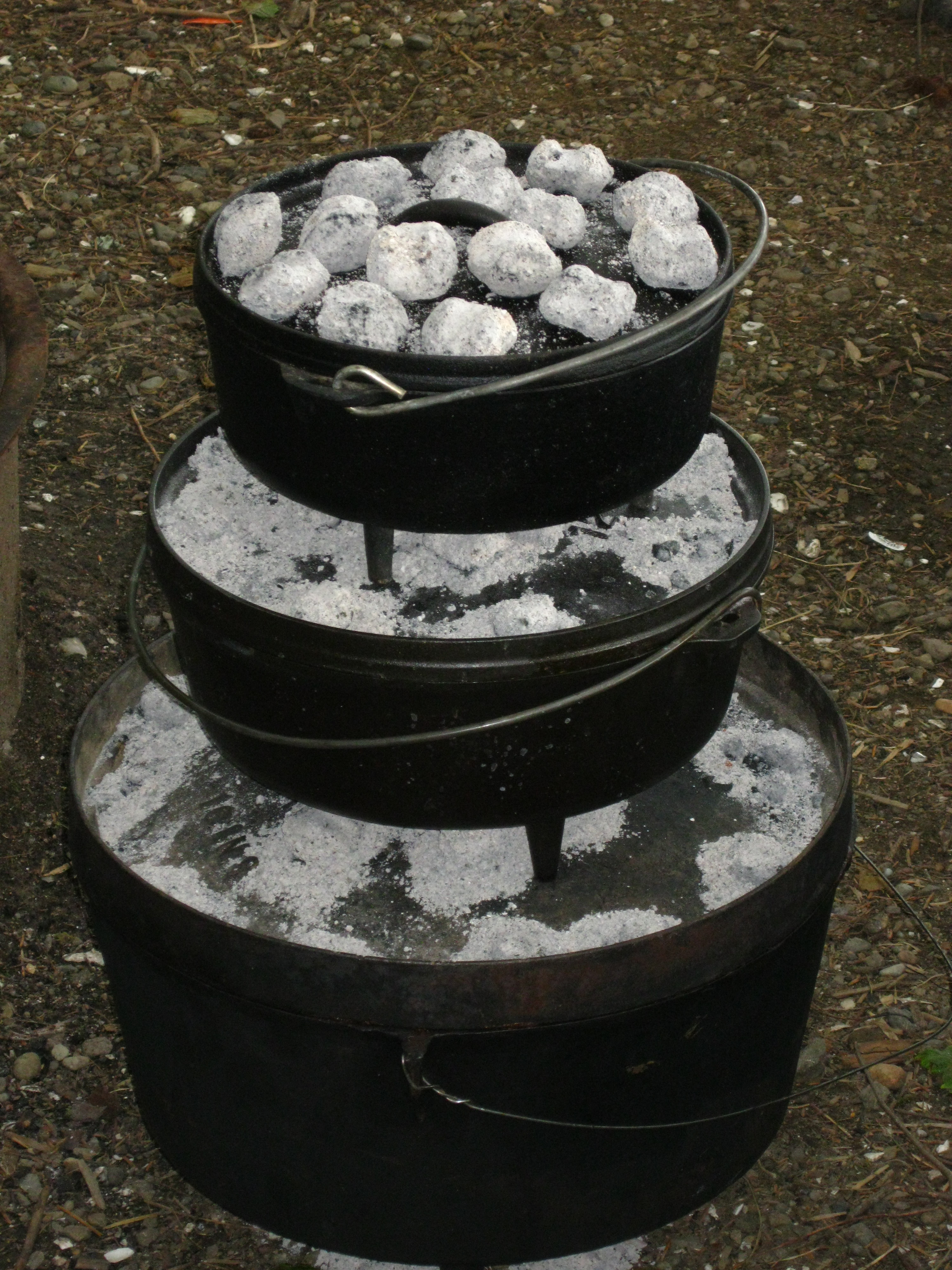 Dutch ovens packed in Canoes