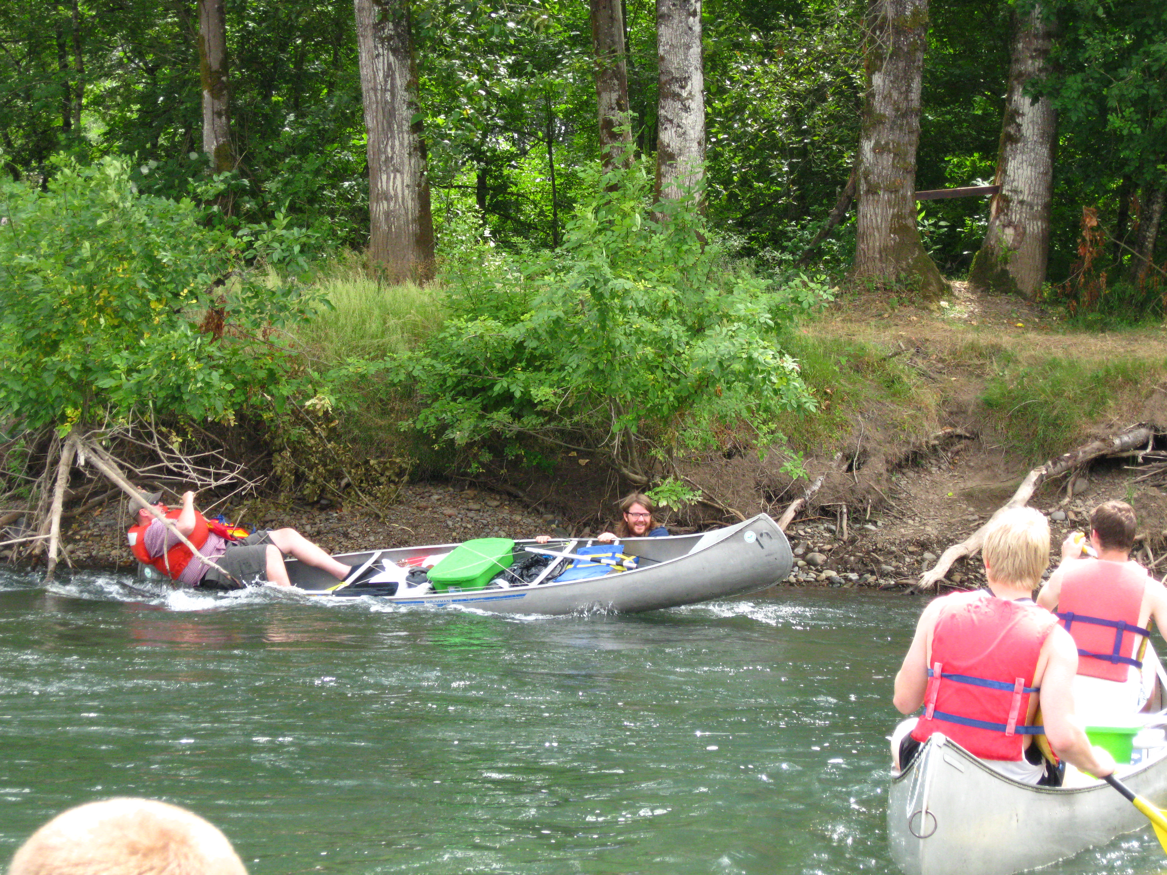 swamped canoe on teh Willamette river