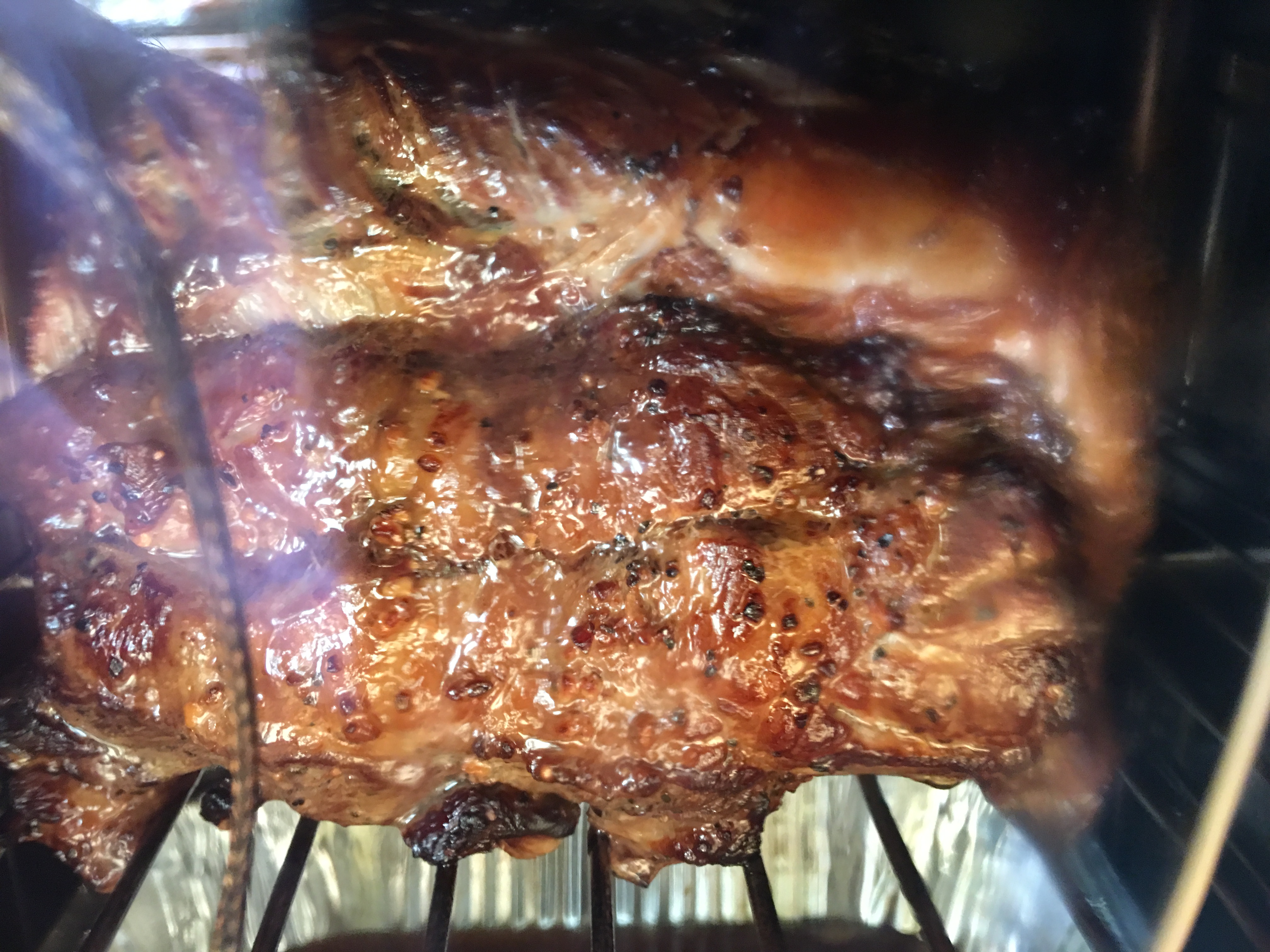 Ribeye roast cooked to medium rare with Cherrywood.