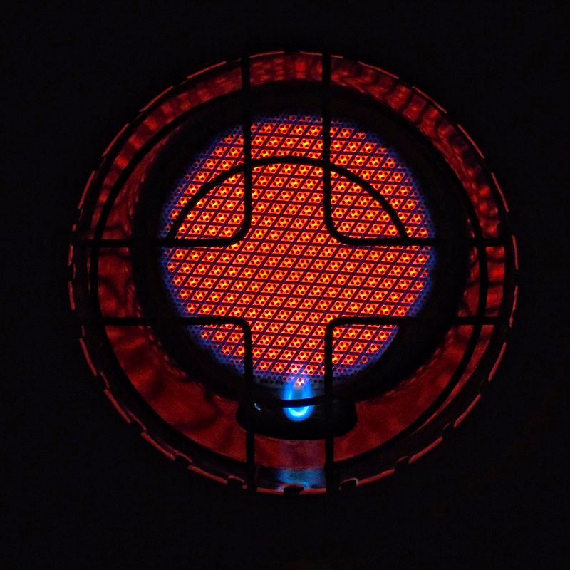 Radiant heater that puts a lot of heat out for such a small unit and they claim 5 hours on a 5# canister of propane.