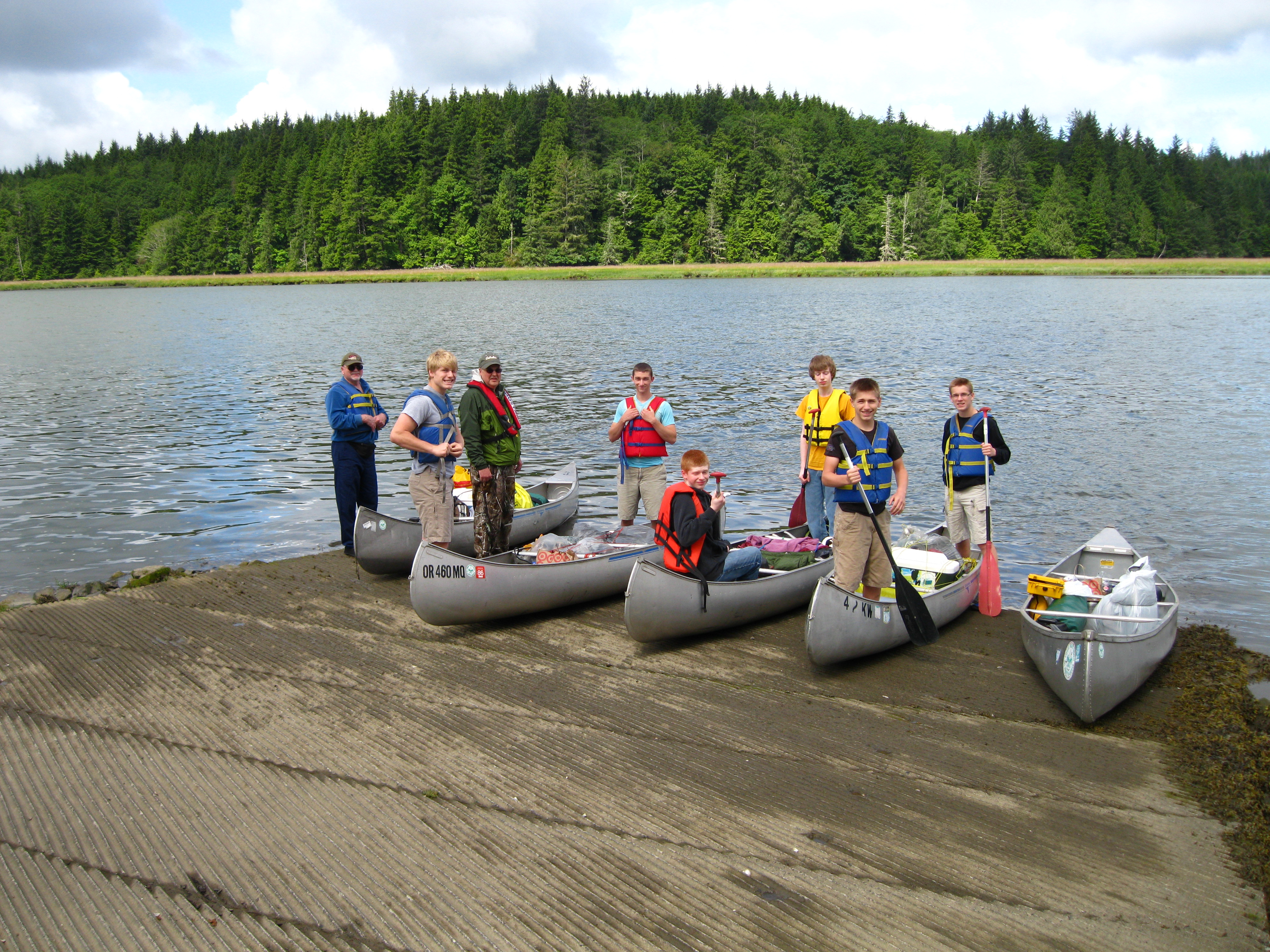 Launching canoes at the refuge visitors center boat ramp.