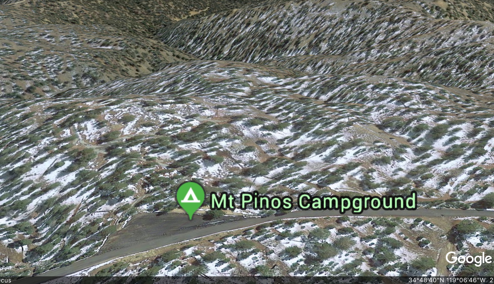 Entrance to the campground is to the left of the turnout.