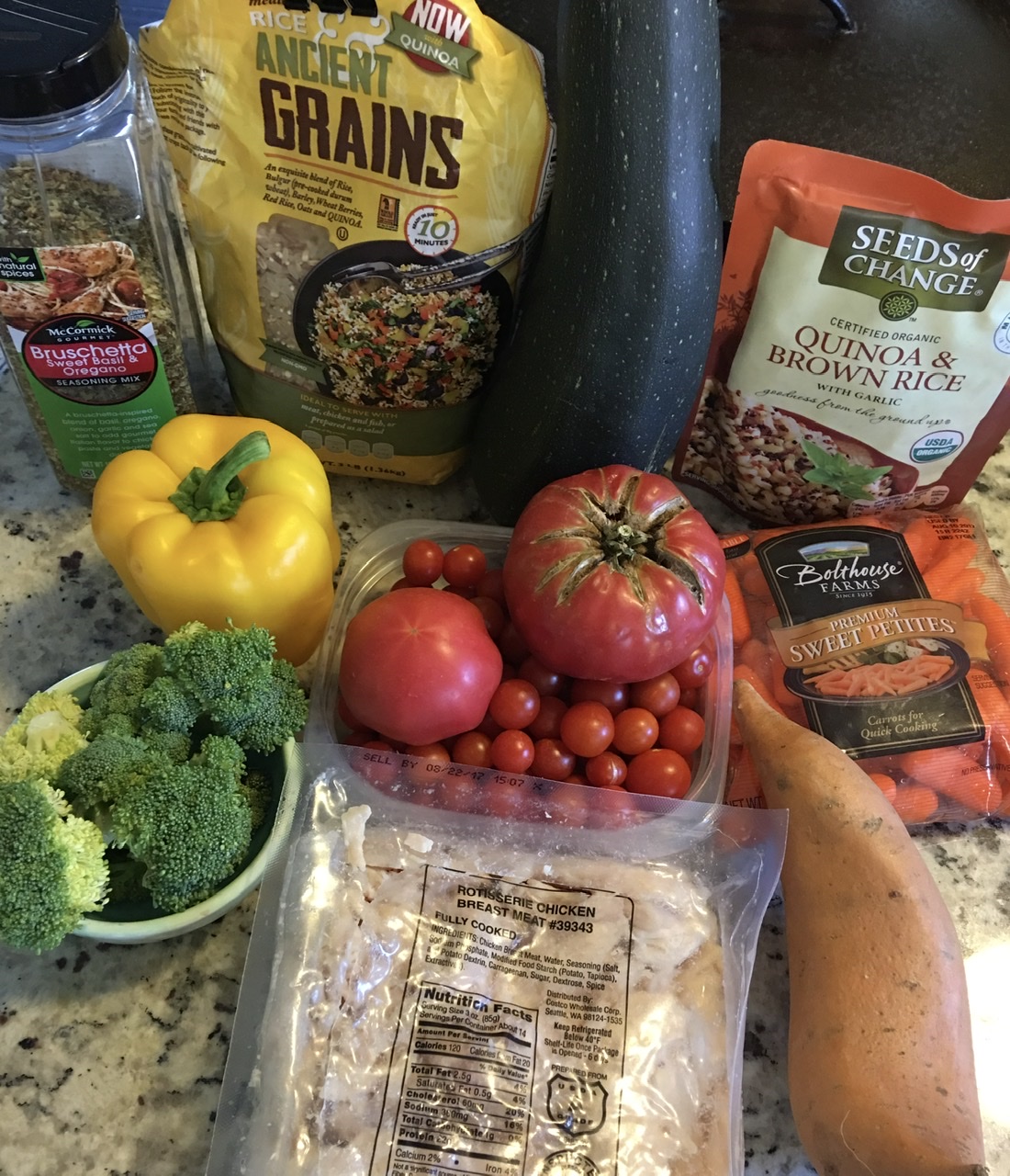 This is a sample of the ingredients that can be used. If using uncooked rice, you should cook it separately and then add at the end. There are many pre-cooked rice mixes like the one on the right that speed the cooking process and make up scaling for large groups easy.