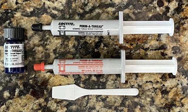 Special epoxy kits are designed to repair or rebuild stripped threads.