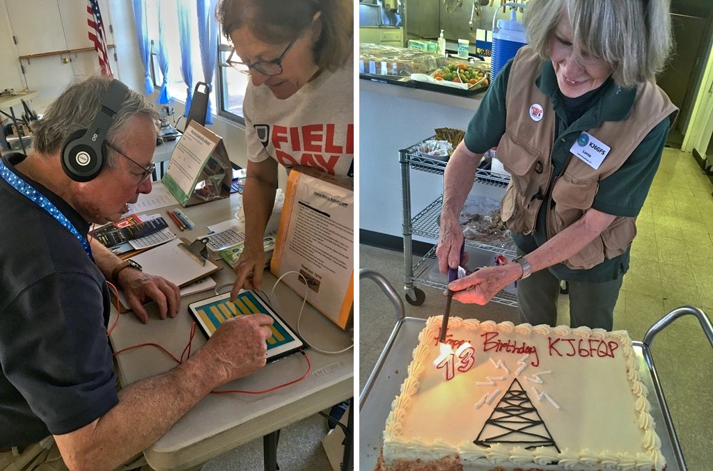 Here we have an example of a CW over iOS system and a birthday cake for KJ6FQP. If there is anything that screams "social event" birthday cake has to be on that list.