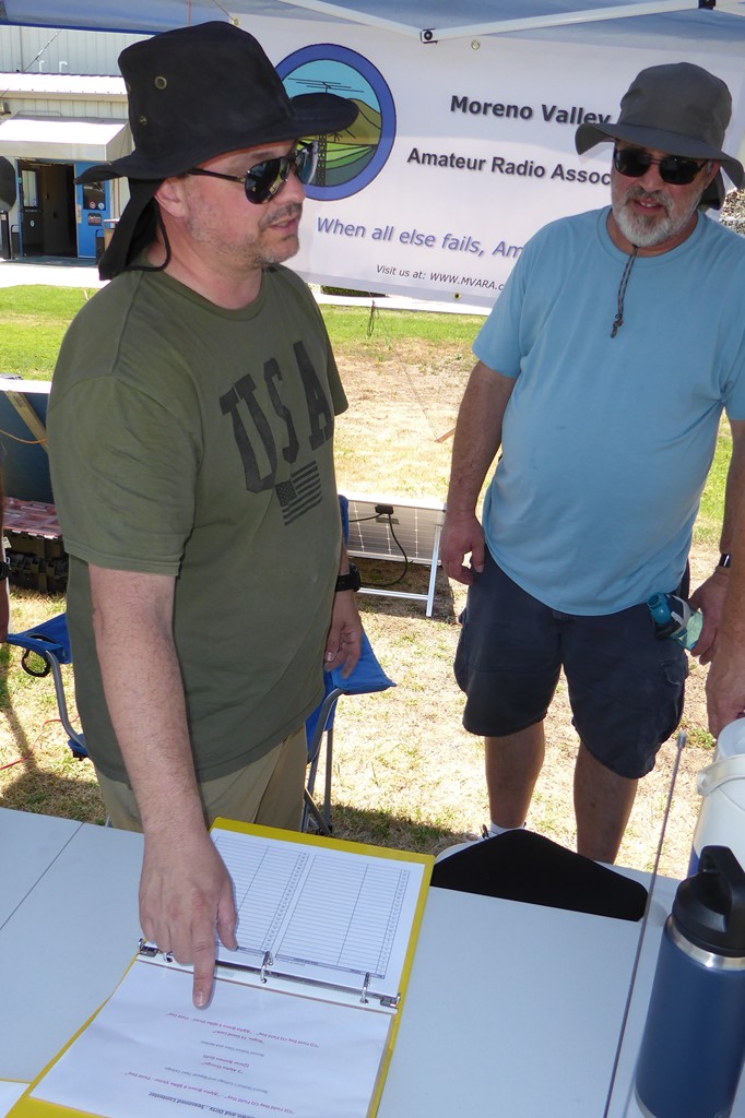 Getting briefed off of the station binder that contains more specifically the information needed to transmit for the station. It really helps to have this all lined up for the "mic shy" and less experienced operators.