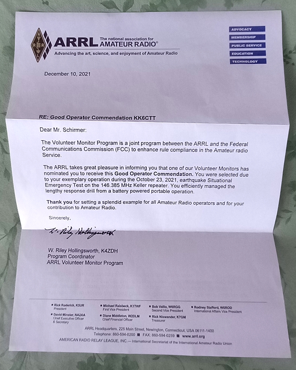 The Volunteer Monitor program does not only admonish, they praise as well!