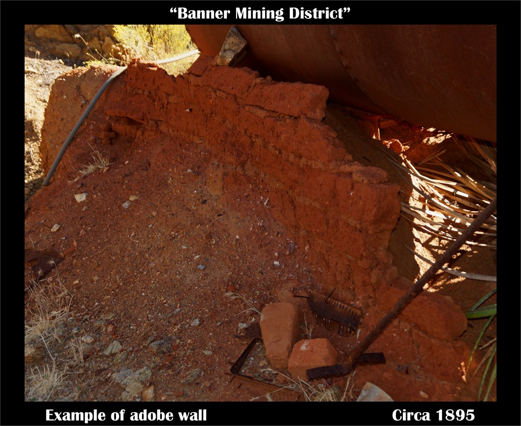A small example of adobe used in the wall that once stood next to this boiler that has slowly deteriorated with time and moisture erosion.