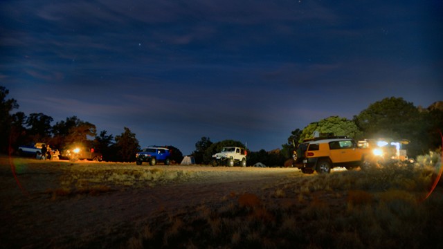 02. That golden hour where the setting sun adds color you just can't get at any other time of the day. The rigs all nestled in for the night.